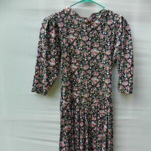 Vintage Eber Women's Size 9 Floral Padded Shoulders Long Dress p18
